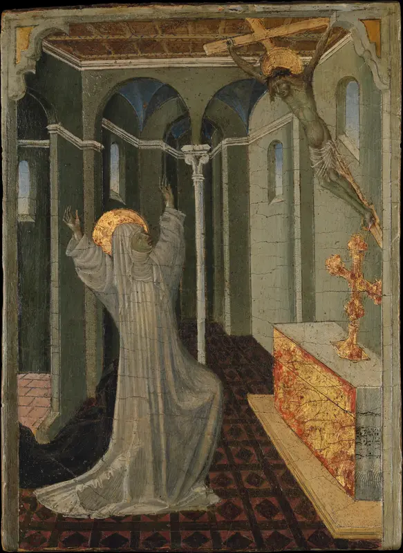 Saint Catherine of Siena Receiving the Stigmata Wall Art by Giovanni di Paolo (Giovanni di Paolo di Grazia) - High-Resolution Digital Print