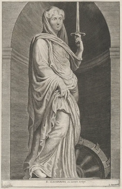 Saint Catherine, within a niche Wall Art by Lucas Vorsterman I - High-Resolution Digital Print