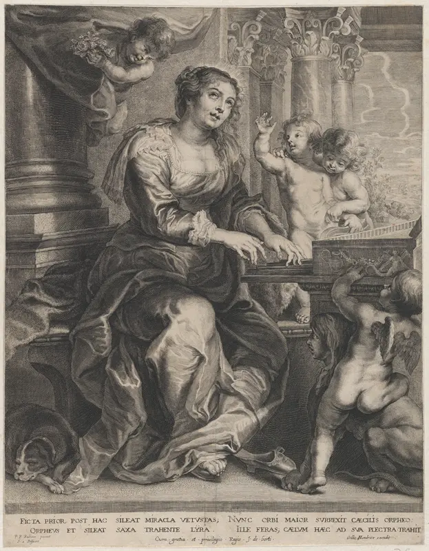 Saint Cecilia playing the organ surrounded by putti Wall Art by Schelte Adams à Bolswert - High-Resolution Digital Print