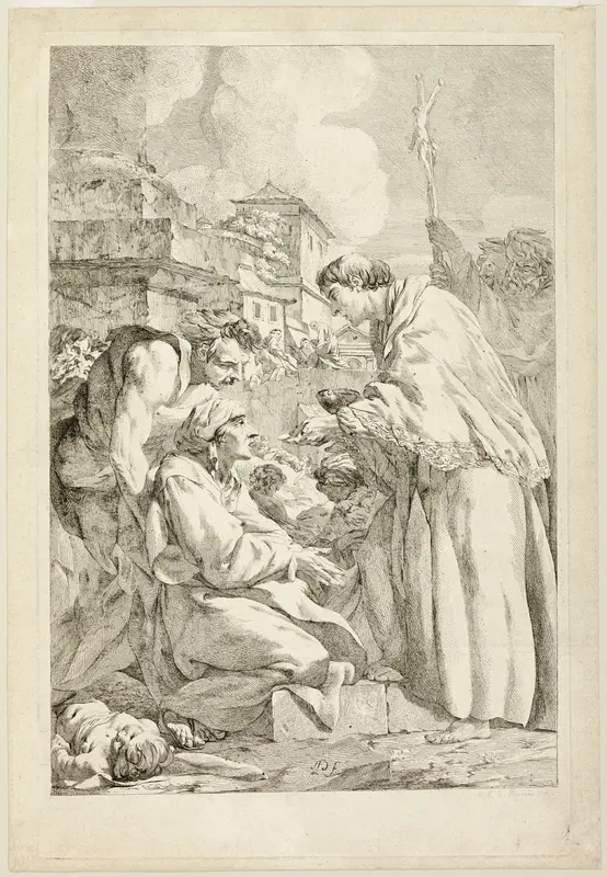 Saint Charles Borromeo Blessing the Plague-Stricken Wall Art by Jean Baptiste Marie Pierre - High-Resolution Digital Print