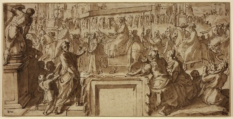 Saint Charles Borromeo Entering the Town of Pavia: Design for a Wall Decoration Wall Art by Cesare Nebbia - High-Resolution Digital Print