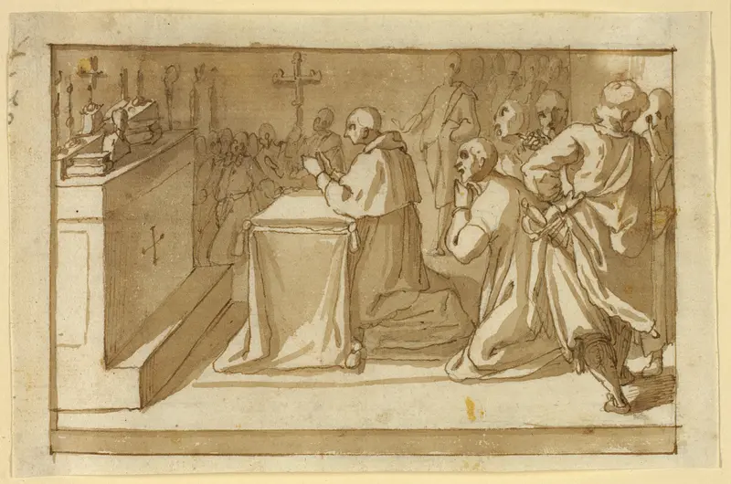 Saint Charles Borromeo Venerating the Relics Wall Art by Cesare Nebbia - High-Resolution Digital Print