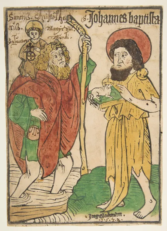 Saint Christopher and Saint John the Baptist Wall Art by Jorg Glockendon - High-Resolution Digital Print