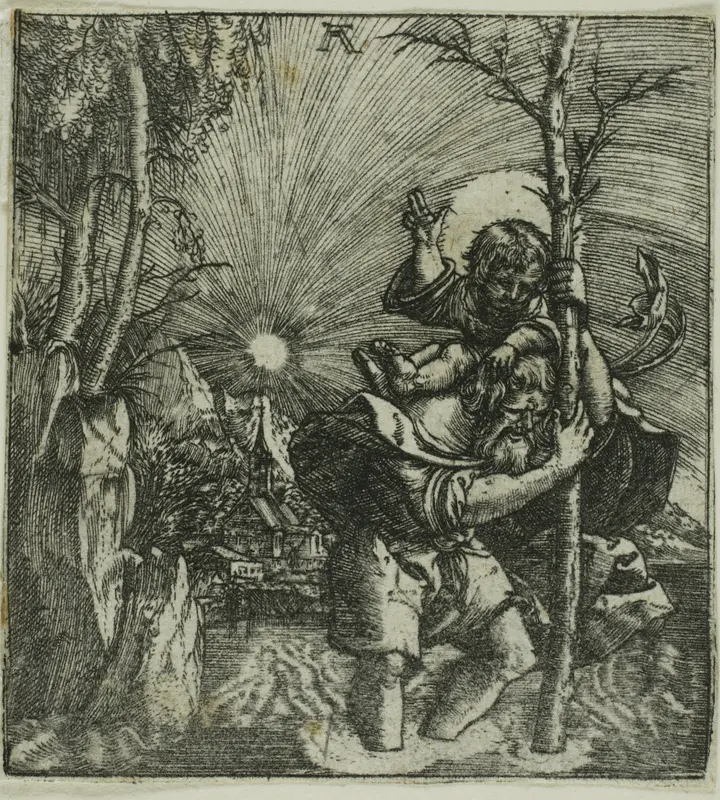 Saint Christopher Carrying the Christ Child Wall Art by Albrecht Altdorfer - High-Resolution Digital Print