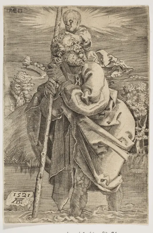 Saint Christopher Facing Left (reverse copy) Wall Art by Albrecht Dürer - High-Resolution Digital Print