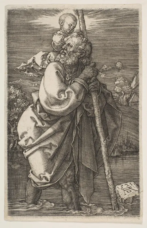 Saint Christopher Facing Left Wall Art by Albrecht Dürer - High-Resolution Digital Print