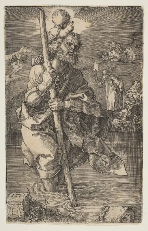 Saint Christopher Facing Right Wall Art by Albrecht Dürer - High-Resolution Digital Print
