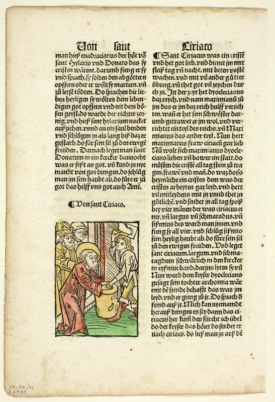 Saint Ciriaco from Heiligenleben (The Lives of Saints), Plate 12 from Woodcuts from Books of the 15th Century Wall Art by Unknown artist - High-Resolution Digital Print