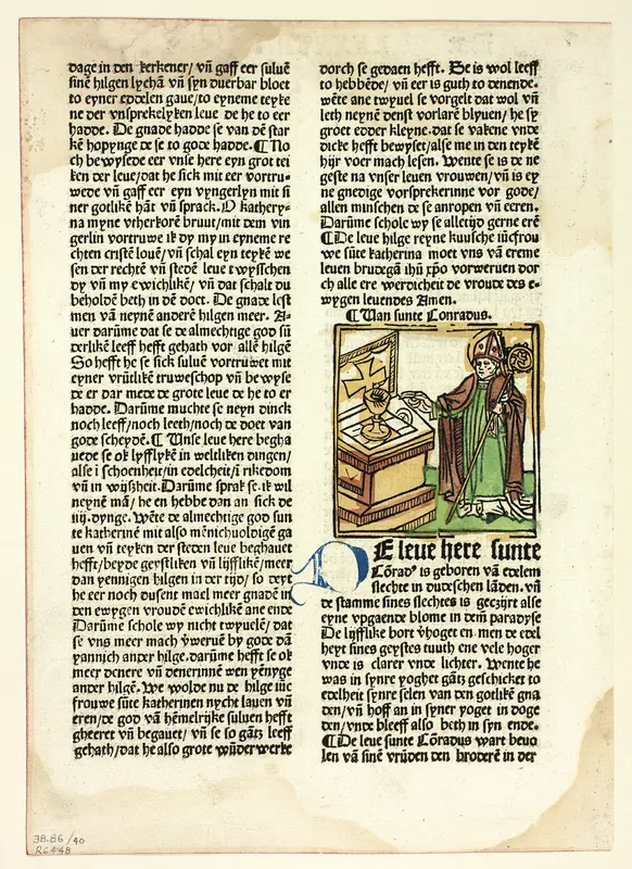 Saint Conrad from Der Heiligen Leben, Winterteil (Lives of the Saints, Wintertime), Plate 40 from Woodcuts from Books of the 15th Century Wall Art by Unknown artist - High-Resolution Digital Print