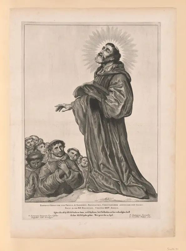 Saint Egbert the Abbot, from Saints of the North and South Netherlands Wall Art by Cornelis Visscher - High-Resolution Digital Print