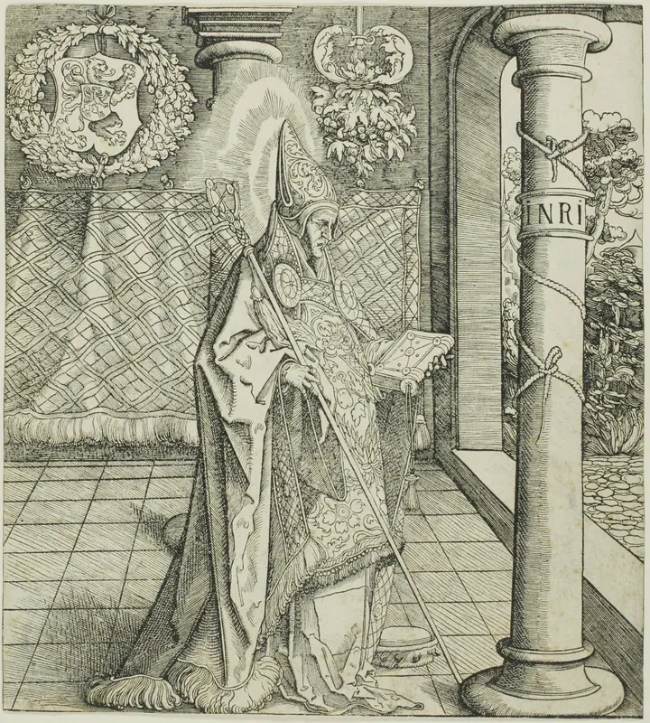 Saint Emesbertus, from Saints Connected with the House of Habsburg Wall Art by Leonhard Beck - High-Resolution Digital Print