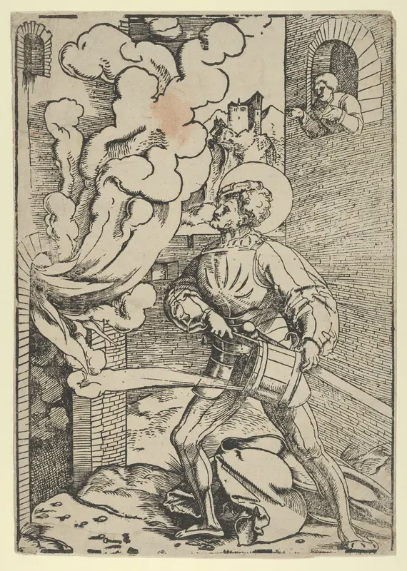 Saint Florian (restrike) Wall Art by Hans Schäufelein - High-Resolution Digital Print