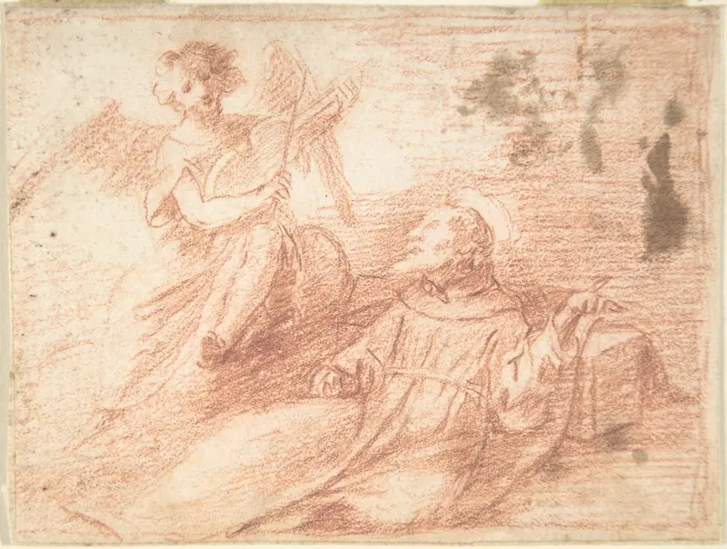 Saint Francis and an Angel with a Viola da Braccio (The Ecstasy of Saint Francis) Wall Art by Anonymous, Spanish, School of Seville, 17th century - High-Resolution Digital Print
