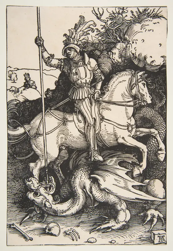 Saint George Slaying the Dragon Wall Art by Albrecht Dürer - High-Resolution Digital Print