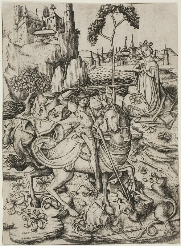 Saint George with the Stork's Nest Wall Art by Master E.S. - High-Resolution Digital Print