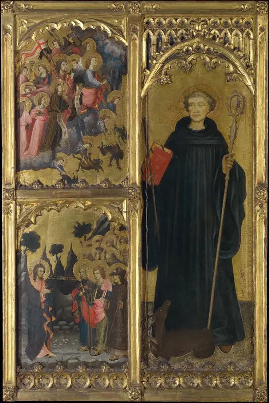 Saint Giles with Christ Triumphant over Satan and the Mission of the Apostles Wall Art by Miguel Alcañiz (or Miquel Alcanyís) - High-Resolution Digital Print