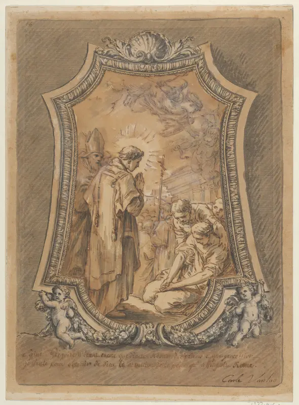 Saint Gregory as Deacon Directing Prayers and Processions for the Cessation of the Plague Wall Art by Carle (Charles André) Vanloo - High-Resolution Digital Print
