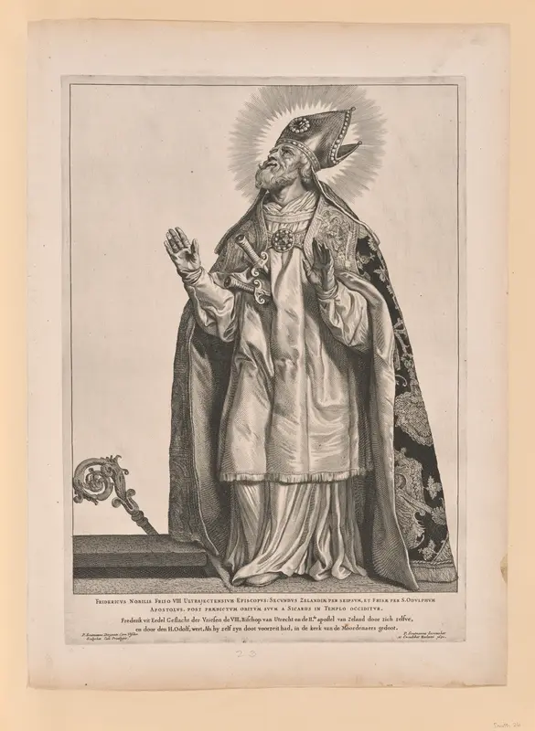 Saint Gregory of Utrecht, from Saints of the North and South Netherlands Wall Art by Cornelis Visscher - High-Resolution Digital Print