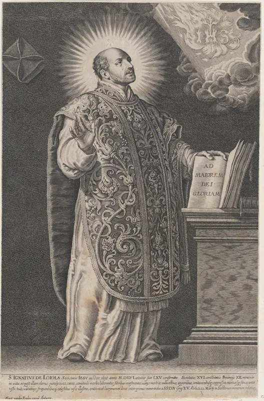 Saint Ignatius Loyola, standing and holding an open book Wall Art by Anonymous - High-Resolution Digital Print