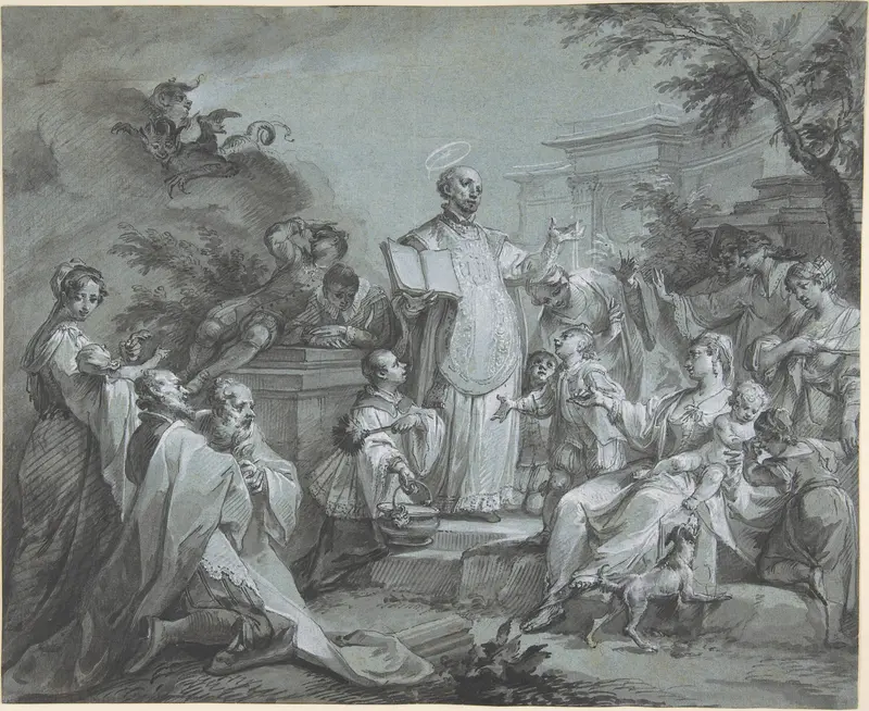 Saint Ignatius of Loyola Preaching Wall Art by Johann Wolfgang Baumgartner - High-Resolution Digital Print