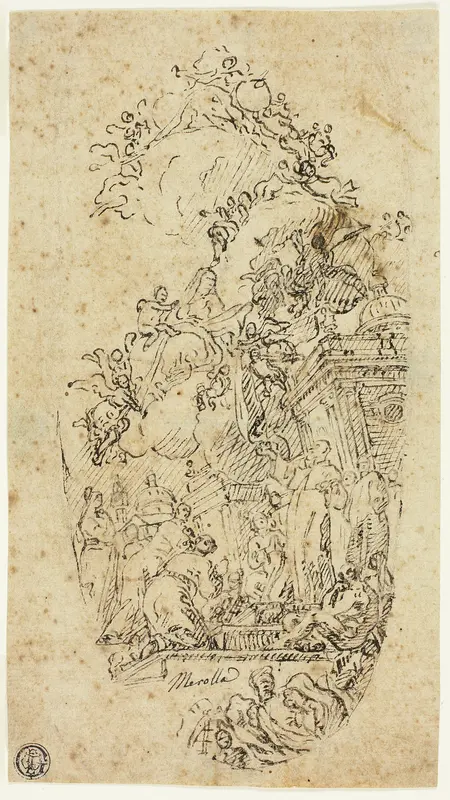 Saint Ildefonso Receiving a Chasuble from the Virgin Wall Art by Marco Tullio Merolle - High-Resolution Digital Print