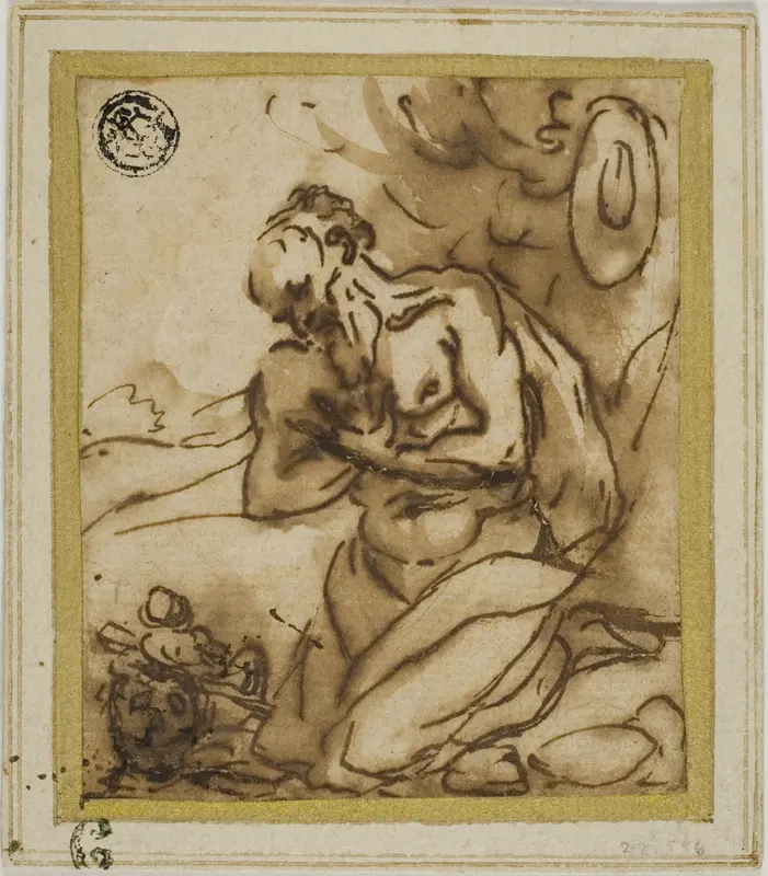 Saint Jerome Wall Art by Style of  Pier Francesco Mola - High-Resolution Digital Print