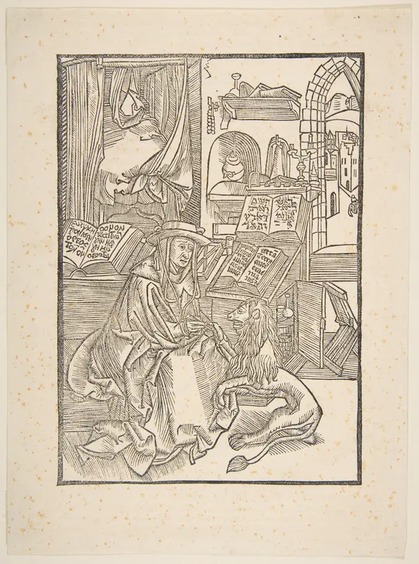 Saint Jerome Extracting a Thorn from the Lion's Foot, Lyons, 1508 (copy) Wall Art by Albrecht Dürer - High-Resolution Digital Print