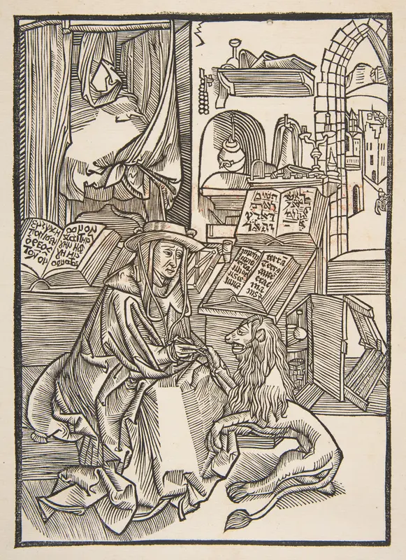 Saint Jerome Extracting a Thorn from the Lion's Foot, Lyons 1508 (copy) Wall Art by Albrecht Dürer - High-Resolution Digital Print