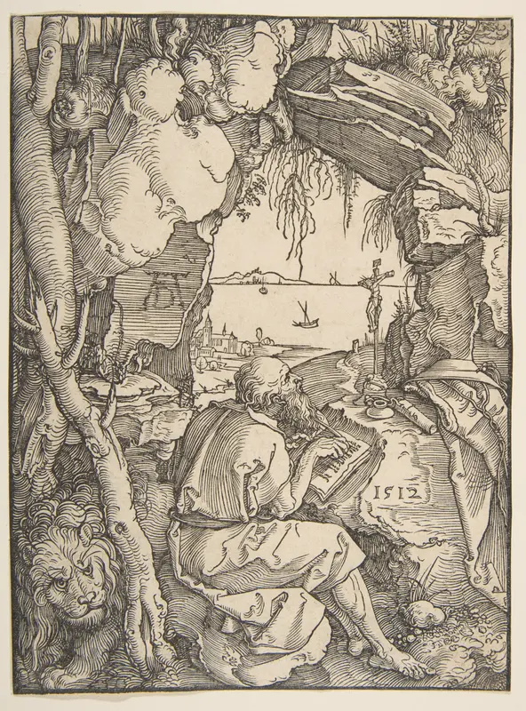 Saint Jerome in a Cave Wall Art by Albrecht Dürer - High-Resolution Digital Print