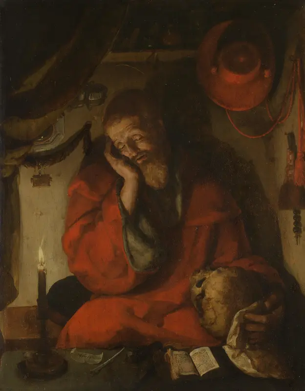 Saint Jerome in his Study by Candlelight Wall Art by Unknown - High-Resolution Digital Print