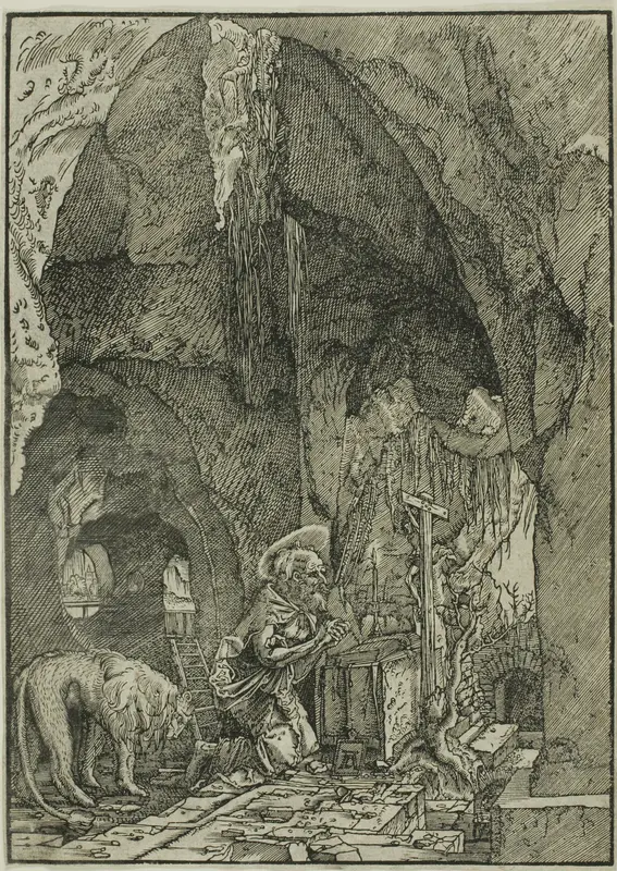 Saint Jerome in Penitence, in a Cave Wall Art by Albrecht Altdorfer - High-Resolution Digital Print