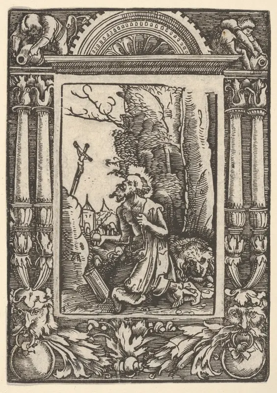 Saint Jerome in Penitence, in a Renaissance Frame Wall Art by Albrecht Altdorfer - High-Resolution Digital Print