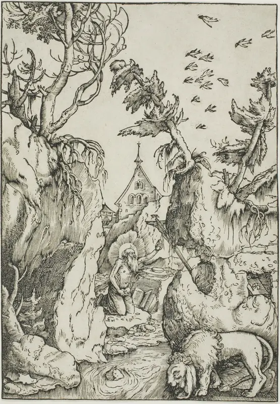 Saint Jerome in the Wilderness Wall Art by Hans Baldung Grien - High-Resolution Digital Print
