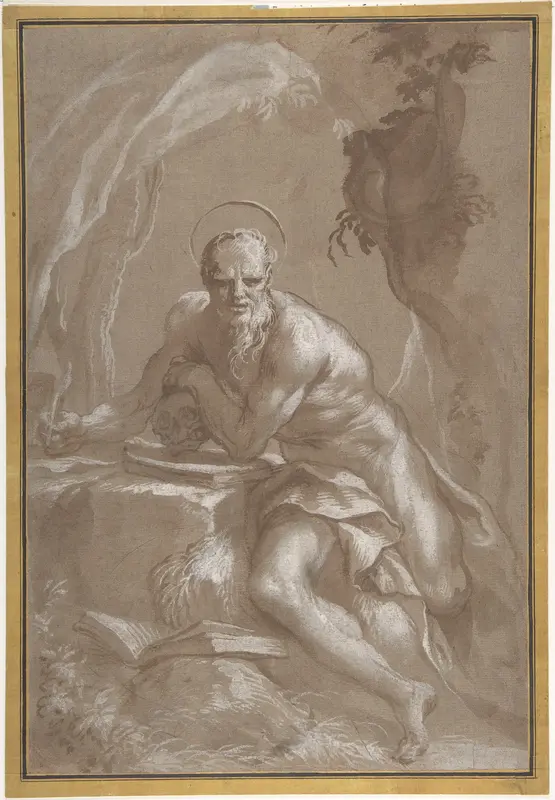 Saint Jerome in the Wilderness Wall Art by Domenico Piola - High-Resolution Digital Print