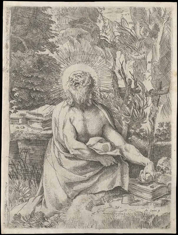 Saint Jerome in the Wilderness Wall Art by Annibale Carracci - High-Resolution Digital Print