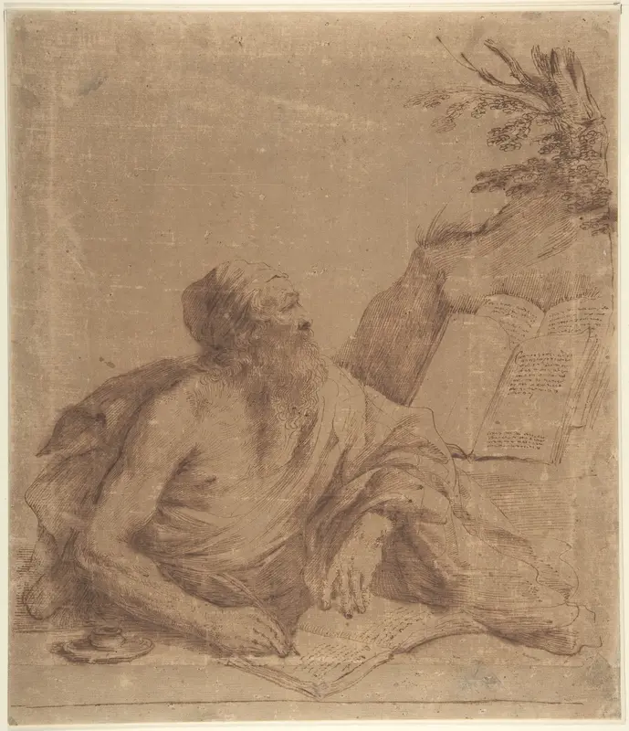 Saint Jerome Writing Wall Art by Guercino (Giovanni Francesco Barbieri) - High-Resolution Digital Print