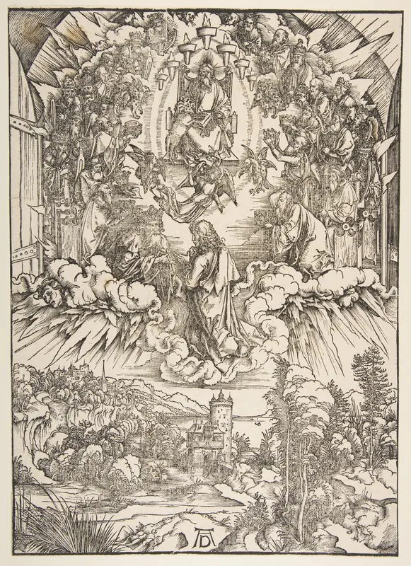 Saint John before God and the Elders, from "The Apocalypse" Wall Art by Albrecht Dürer - High-Resolution Digital Print