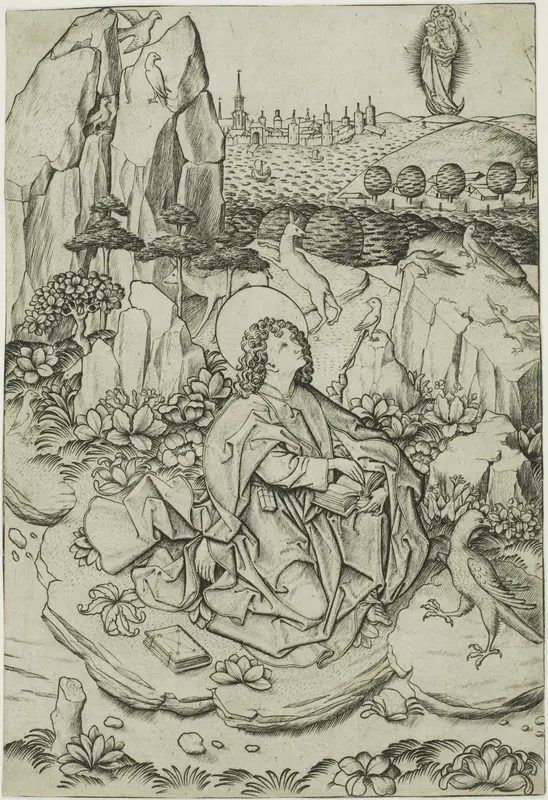 Saint John on the Island of Patmos Wall Art by Master E.S. - High-Resolution Digital Print