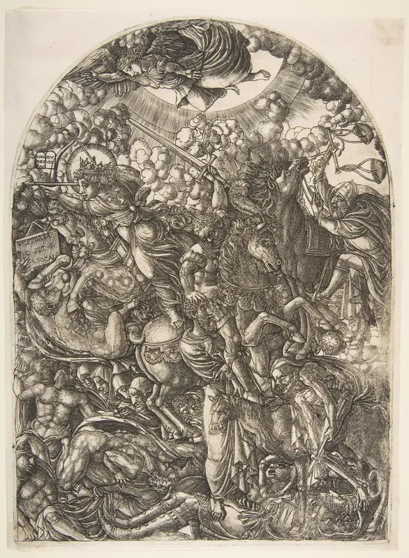 Saint John sees the Four Horsemen, from the Apocalyspe Wall Art by Jean Duvet - High-Resolution Digital Print
