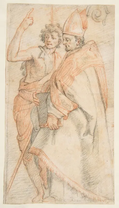 Saint John the Baptist and Saint Bernardo degli Uberti (after Andrea del Sarto's Vallombrosa Altarpiece) Wall Art by Federico Zuccaro (Zuccari) - High-Resolution Digital Print