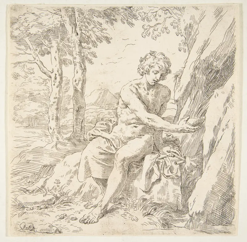 Saint John the Baptist in the desert Wall Art by Simone Cantarini - High-Resolution Digital Print