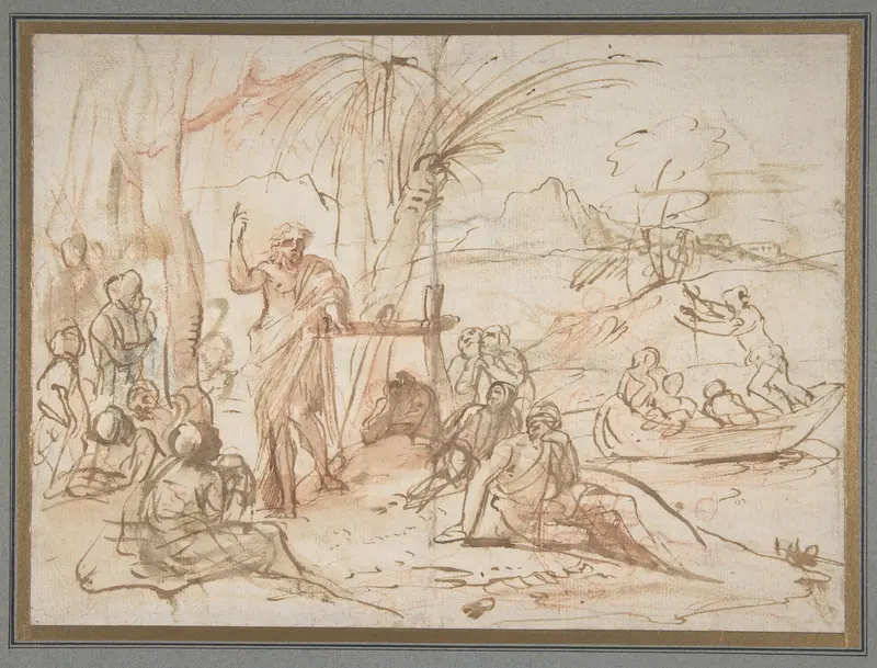 Saint John the Baptist Preaching. Wall Art by Pier Francesco Mola - High-Resolution Digital Print