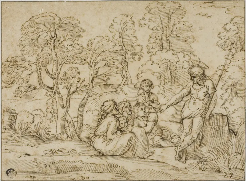 Saint John the Baptist Preaching Wall Art by Annibale Carracci - High-Resolution Digital Print