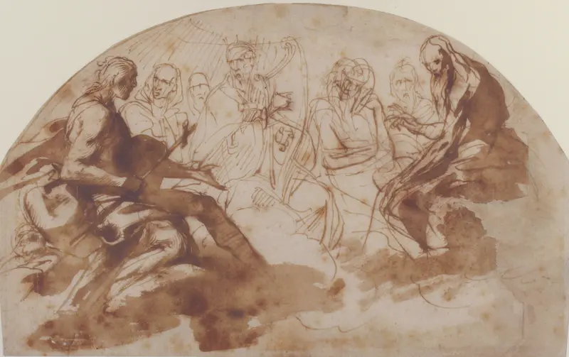 Saint John the Baptist, Saint Benedict, King David, and Other Seated Figures Wall Art by Daniele Crespi - High-Resolution Digital Print