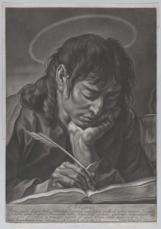 Saint John the Evangelist; head and shoulders, writing with a quill Wall Art by Johann Lorenz Haid - High-Resolution Digital Print