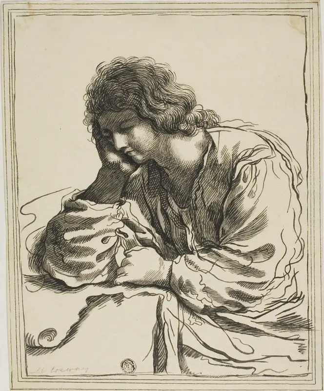 Saint John the Evangelist in Meditation Wall Art by Guercino - High-Resolution Digital Print