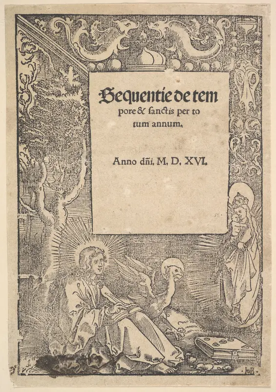 Saint John the Evangelist on Patmos, title page from Hymni de tempore et de sanctis Wall Art by Hans Baldung (called Hans Baldung Grien) - High-Resolution Digital Print