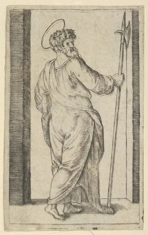 Saint Jude, holding a halberd in his right hand, from "Piccoli Santi" (Small Saints)