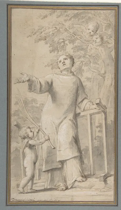 Saint Lawrence Standing and Holding the Grill, Instrument of His Martyrdom Wall Art by Marcantonio Franceschini - High-Resolution Digital Print