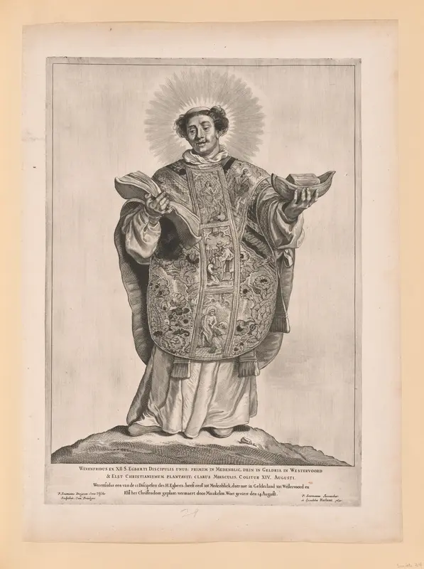 Saint Lebuin, from Saints of the North and South Netherlands Wall Art by Cornelis Visscher - High-Resolution Digital Print